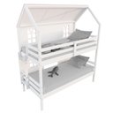 Ver imagem 3 de Beliche Casinha Bela com Coração 2 Gavetas Rosa 4 Janelas Venezianas - Madeira Maciça Branco/rosa