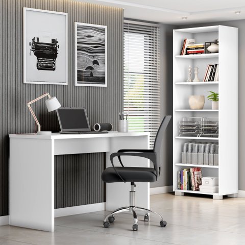 Conjunto 2 Peças com Estante Livreiro e Escrivaninha Gávea Espresso Móveis Branco