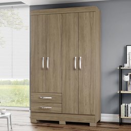 Guarda Roupa Solteiro Fabuloso com 4 Portas e 2 Gavetas Rústico - Móveis Briz - 2