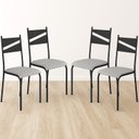 Ver imagem 1 de Conjunto 4 Cadeiras para Cozinha e Sala de Jantar Preto/Cinza