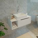 Ver imagem 1 de Balcão para Banheiro com 1 Porta sem Cuba 80cm Bn3644 Tecnomobili 2023 Móvel na Caixa Branco