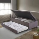 Ver imagem 4 de Bicama Box com Baú Solteirão 96x203 com Colchão Auxiliar Suede Cinza