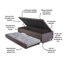 Ver imagem 5 de Bicama Box com Baú Solteirão 96x203 com Colchão Auxiliar Suede Cinza
