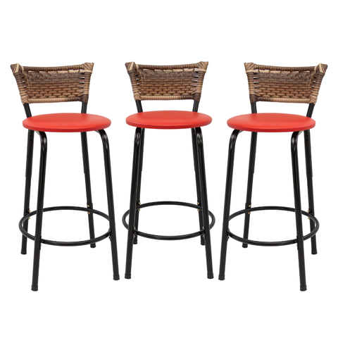 Kit 3 Bancos para Bancada Cozinha Gourmet Junco Cappuccino Balcão Ilha Banqueta 60cm Itagold