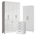 Ver imagem 1 de Guarda Roupa Infantil Sobral com Cômoda Ms913 e Armário Multiuso Jade Branco Brilho – Moval