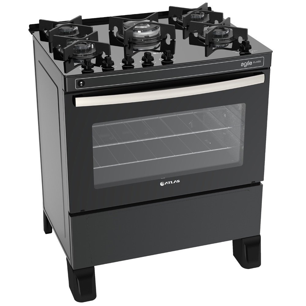 Menor preço em Fogão 5 Bocas Agile Glass Preto Tripla Chama Bivolt Atlas 5q Agile Glass Pto