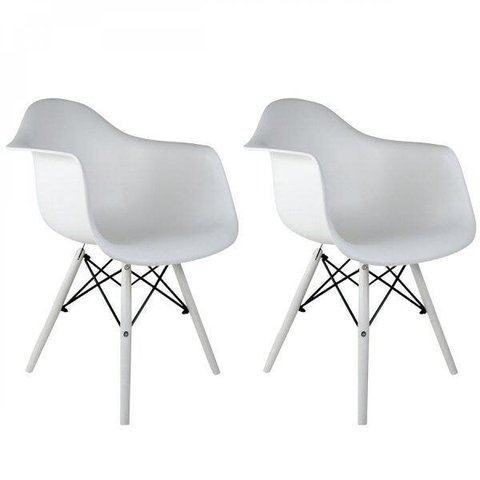 Kit 2 Cadeiras Polipropileno Dsw Eames Arm Branco