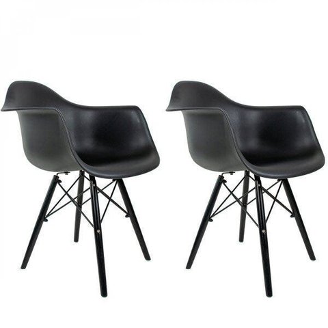 Kit 2 Cadeiras Polipropileno Dsw Eames Arm Preto