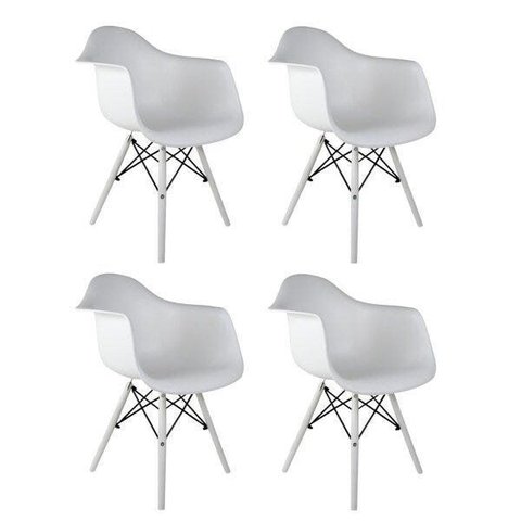 Kit 4 Cadeiras Polipropileno Eames Arm Dsw Branco