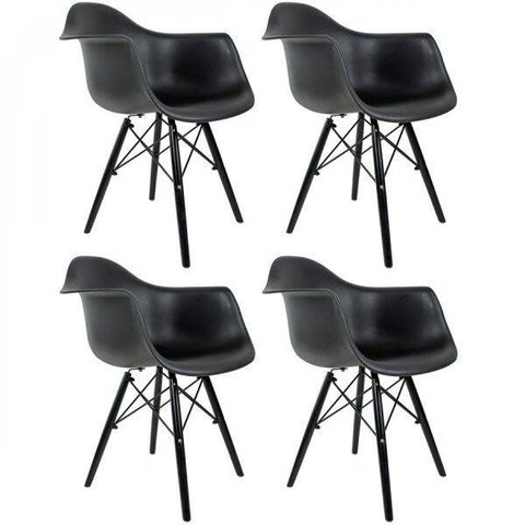 Kit 4 Cadeiras Polipropileno Eames Arm Dsw Preto