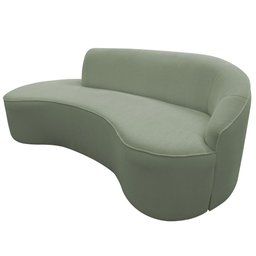 Sofá Curvo 02 Lugares 150cm Braço Esquerdo Eron Bouclê Verde Claro - CasaePoltrona - 1