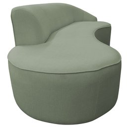 Sofá Curvo 02 Lugares 150cm Braço Esquerdo Eron Bouclê Verde Claro - CasaePoltrona - 7