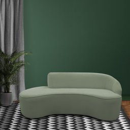Sofá Curvo 02 Lugares 150cm Braço Esquerdo Eron Bouclê Verde Claro - CasaePoltrona - 2