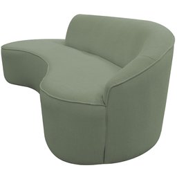 Sofá Curvo 02 Lugares 150cm Braço Esquerdo Eron Bouclê Verde Claro - CasaePoltrona - 6
