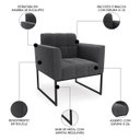 Ver imagem 3 de Namoradeira e 2 Poltronas Industrial Preto Ana Bouclé Grafite - Ibiza
