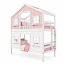 Ver imagem 3 de Beliche Infantil Casinha Dos Sonhos com Fechamento Inferior Branco em Madeira Maciça Rosa | Branco