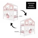 Ver imagem 6 de Beliche Infantil Casinha Dos Sonhos com Fechamento Inferior Branco em Madeira Maciça Rosa | Branco