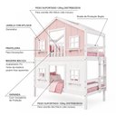 Ver imagem 5 de Beliche Infantil Casinha Dos Sonhos com Fechamento Inferior Branco em Madeira Maciça Rosa | Branco