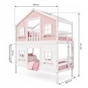 Ver imagem 4 de Beliche Infantil Casinha Dos Sonhos com Fechamento Inferior Branco em Madeira Maciça Rosa | Branco