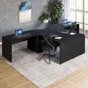 Ver imagem 1 de Espaço de Trabalho em L P/ 2 Pessoas 120cm Pés Painel F5 Cor:preto