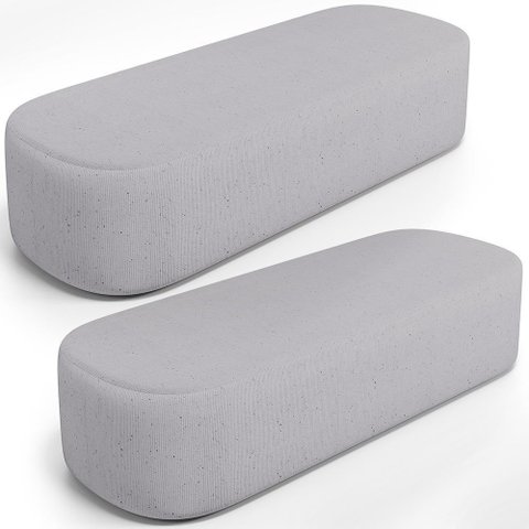 Kit 02 Puffs Decorativos Orgânicos para Living Quarto 160cm Doha W01 Linho Cinza - Lyam Decor