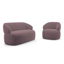 Ver imagem 1 de Kit Poltrona Giratória e Sofá Orgânico Living Glee 02 Lugares 140cm Veludo Rosê - Desk Design