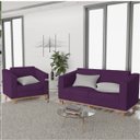 Ver imagem 2 de Kit Sofá 2 Lugares e Poltrona Europa Suede ADJ Decor - Roxo