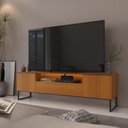 Ver imagem 4 de Rack para Tv até 75 Polegadas 2 Portas 1 Gaveta Lume 200 Cm com Led e Pés Estilo Industrial - Cedro