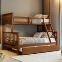 Ver imagem 1 de Treliche Casal Solteiro Madeira Maciça C/ Cama Aux Solteiro