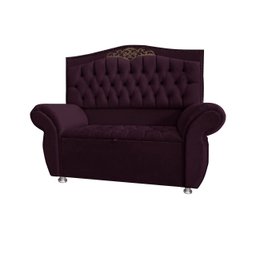KIT Cabeceira + Recamier Baú Dunas Dubái Marsala veludo Linha Alta 0,90 Solteiro Dalaqua-Decor - 1