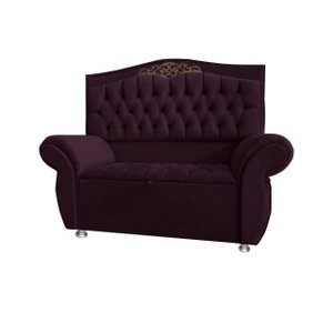 KIT Cabeceira + Recamier Baú Dunas Dubái Marsala veludo Linha Alta 0,90 Solteiro Dalaqua-Decor