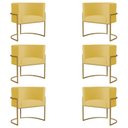 Ver imagem 1 de Kit 6 Poltronas Decorativa Sala de Estar Luana Base Gold Suede Amarelo - Montanaris Decor Md Montana