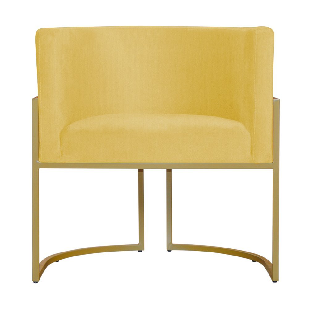 Kit 6 Poltronas Decorativa Sala de Estar Luana Base Gold Suede Amarelo - Montanaris Decor Md Montana - 2