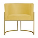 Ver imagem 2 de Kit 6 Poltronas Decorativa Sala de Estar Luana Base Gold Suede Amarelo - Montanaris Decor Md Montana