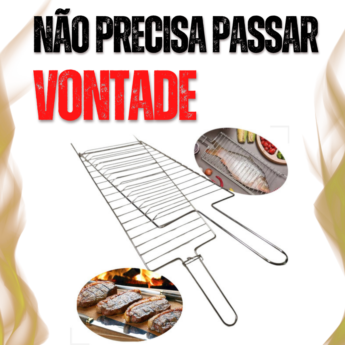 Grelha Dupla Churrasco 64x20cm Frango Peixes Carnes - 5