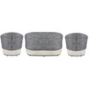 Ver imagem 3 de Kit Namoradeira Mais 02 Poltronas Orgânico Beatriz Tecido Bouclé Mesclado Com Tecido Estilo Calacata