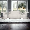 Ver imagem 2 de Kit Namoradeira Mais 02 Poltronas Orgânico Beatriz Tecido Bouclé Mesclado Com Tecido Estilo Calacata