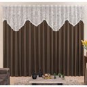 Ver imagem 1 de Cortina Nicole 4 Metros Tabaco Tecido Microfibra com Renda Floral Sala Quarto