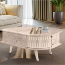 Ver imagem 1 de Mesa de Centro Sala de Estar Madeira Varanda Decorativa Pés Palito:calacata