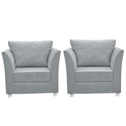 Kit 02 Poltronas Decorativa para Sala e Quarto Lisboa Suede - 1