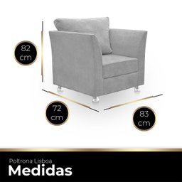 Kit 02 Poltronas Decorativa para Sala e Quarto Lisboa Suede - 4