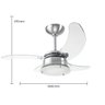 Ventilador de Teto 110V Aluminio Escovado Pás Transparentes Chanceler Tron - 4