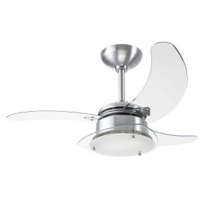 Ventilador de Teto 110V Aluminio Escovado Pás Transparentes Chanceler Tron