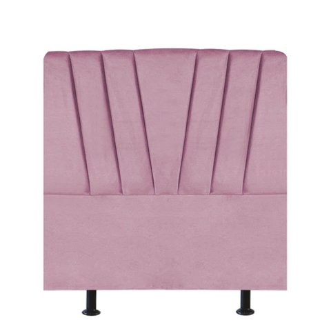Cabeceira Estofada Bélgica 90cm Solteiro para Cama Box Quarto Suede Rosa Bebê