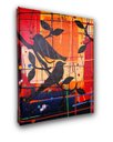 Ver imagem 3 de Quadro Decorativo Pássaros Negros em Fundo Abstrato Pintados a Mão Medindo 30x25cm