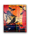 Ver imagem 1 de Quadro Decorativo Pássaros Negros em Fundo Abstrato Pintados a Mão Medindo 30x25cm