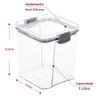 Pote Hermético Quadrado Transparente Com Trata 1L Cinza - 2
