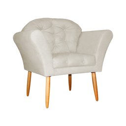 Kit 02 Poltronas Decorativa Amélia Pés Palito Suede Bege - DS Estofados - 4