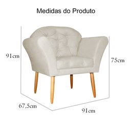 Kit 02 Poltronas Decorativa Amélia Pés Palito Suede Bege - DS Estofados - 7