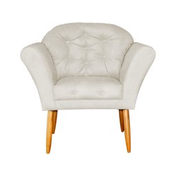 Kit 02 Poltronas Decorativa Amélia Pés Palito Suede Bege - DS Estofados - 3